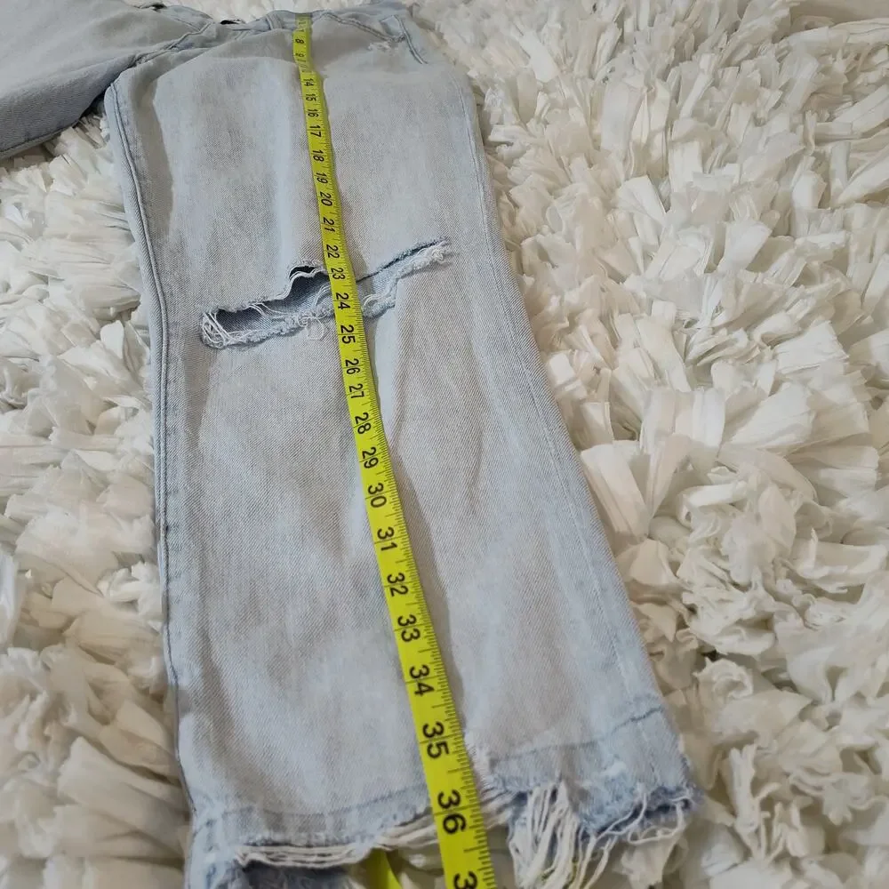 PISTOLA HIGH RISE JEANS BAGGY CROPPED WOMEN'S SIZE 30 RIPPED FRAYED  LIGHTWASH - Picture 16 of 17